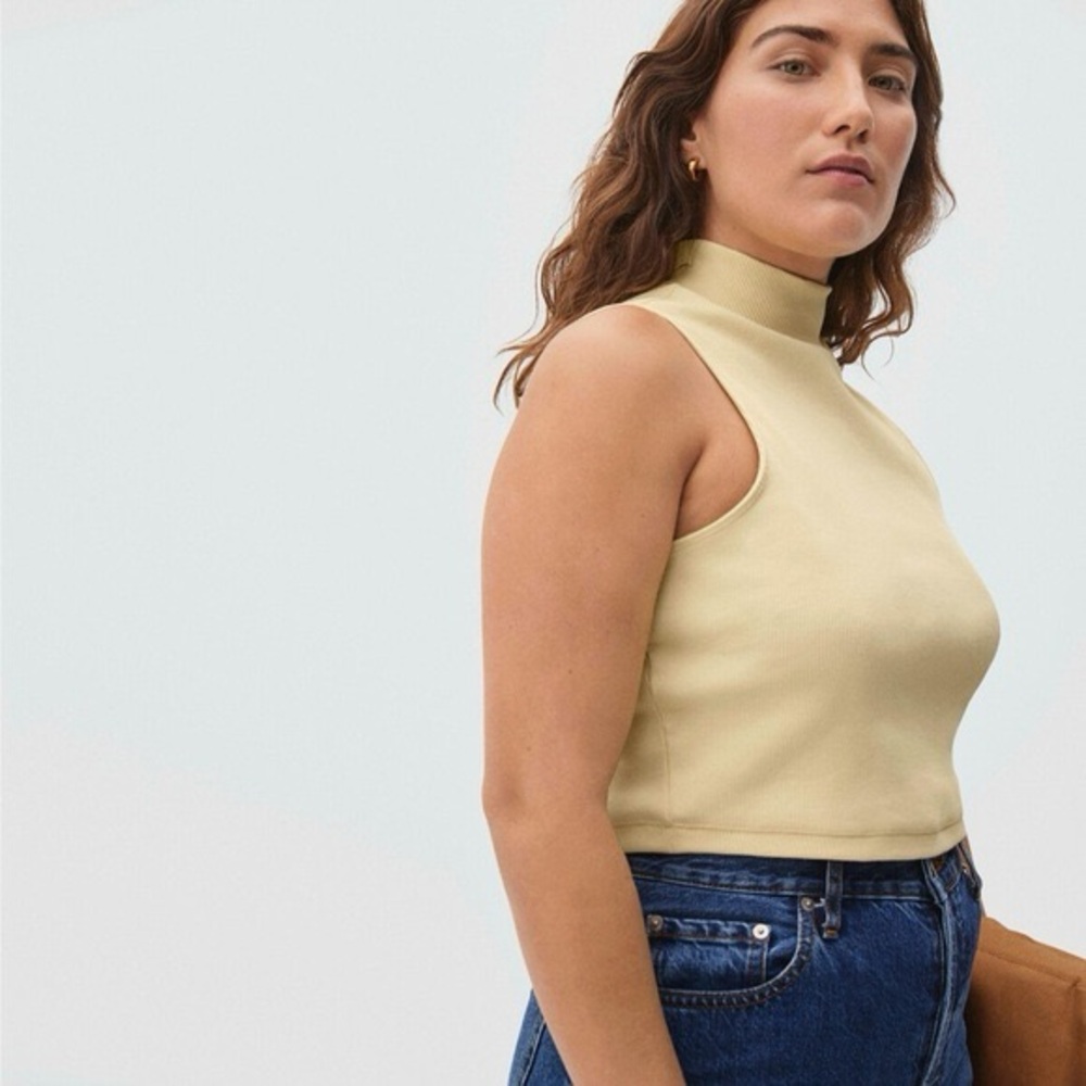Everlane The Ribbed Mockneck Tank Light Yellow